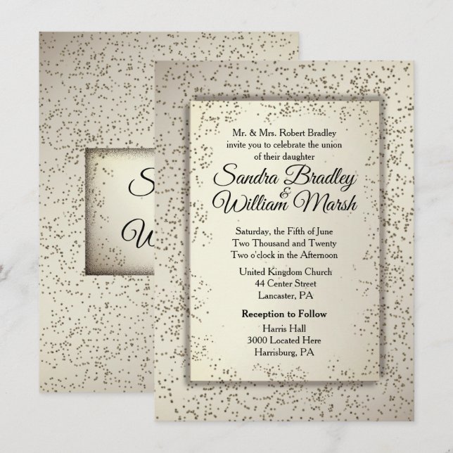 Rustic Glitter Wedding Invitation (Front/Back)