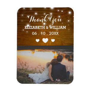 Rustic Glitz Wedding Magnet Favour Photo Thank You
