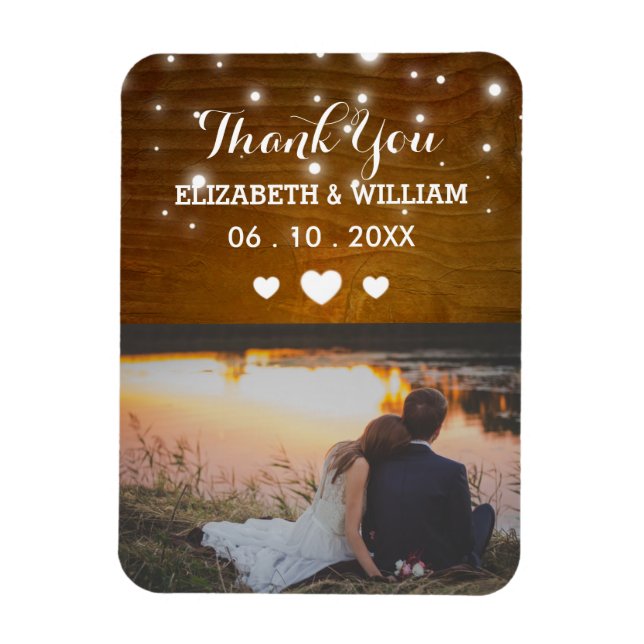Rustic Glitz Wedding Magnet Favour Photo Thank You (Vertical)
