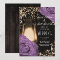 Rustic Glow Lantern Lilac Purple Roses Wedding