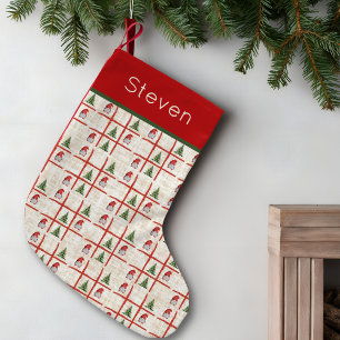 Rustic Gnomes & Trees – Tic Tac Toe Christmas Small Christmas Stocking