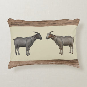 Rustic Goats and Woodgrain Accent Pillow