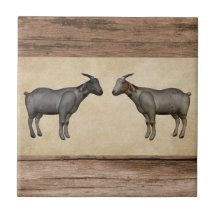 Rustic Goats and Woodgrain Ceramic Tile