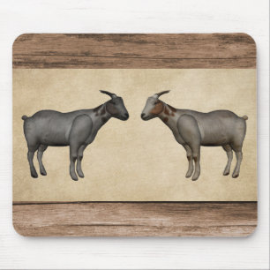 Rustic Goats and Woodgrain Mouse Mat