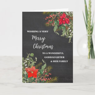 Rustic Goddaughter & Family Merry Christmas Card