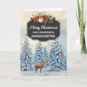 Rustic Goddaughter Merry Christmas Card