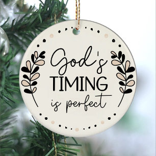 Rustic God's Timing Is Perfect Beige Black Leaves Ceramic Tree Decoration