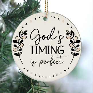 Rustic God's Timing Is Perfect Beige Black Leaves Ceramic Tree Decoration