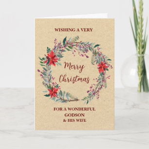 Rustic Godson and His Wife Merry Christmas Card