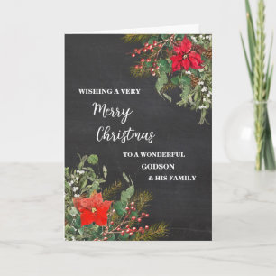 Rustic Godson & Family Merry Christmas Card