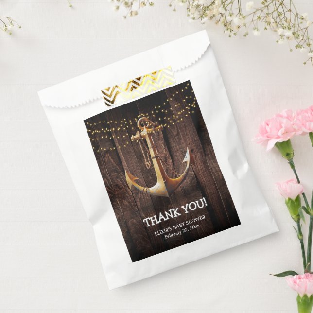 Rustic Gold Anchor Baby Shower Favour Bags (Sealed)