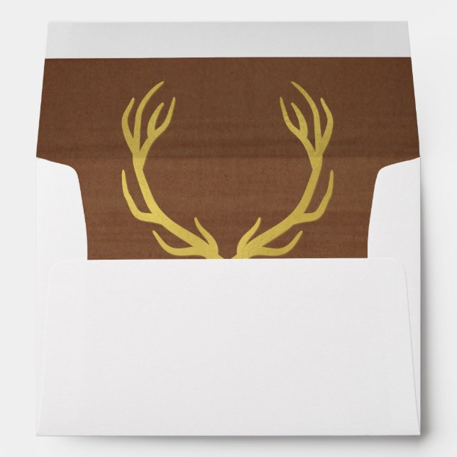 Rustic Gold Antlers 5x7 Wedding Envelope (Back (Bottom))