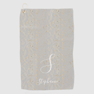 Rustic Gold Artsy Patterns Monogram Initials Cute Golf Towel