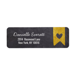 Rustic Gold Banner Chalkboard Heart Return Address