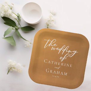Rustic Gold Bohemian Wedding Paper Plate