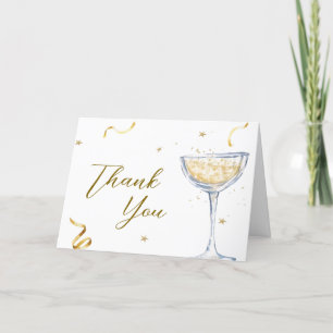 Rustic Gold Brunch Bubbly Champagne Baby Shower  Thank You Card