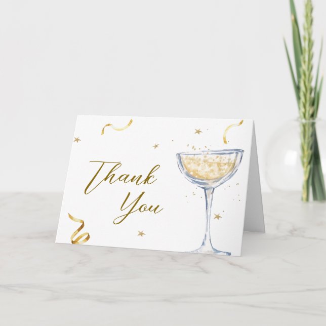Rustic Gold Brunch Bubbly Champagne Baby Shower  Thank You Card (Front)
