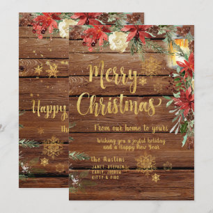 Rustic Gold Calligraphy Christmas Invitation
