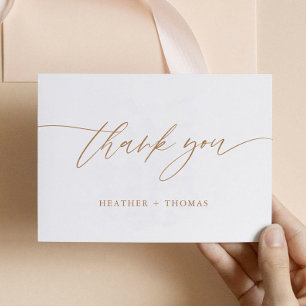 Rustic Gold Calligraphy Wedding Thank You Card