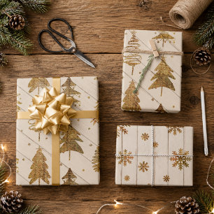 Rustic Gold Christmas Wrapping Paper Sheet