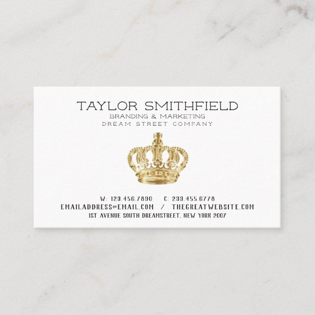 Rustic Gold Crown Business Card (Front)