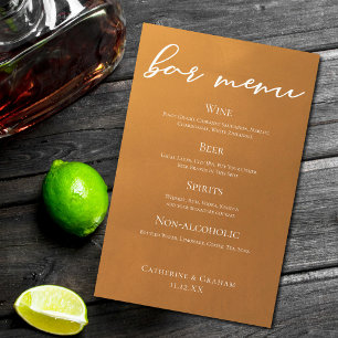 Rustic Gold Earth Tone Fall Wedding Bar Menu