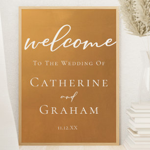 Rustic Gold Earth Tone Simple Fall Wedding Welcome Poster