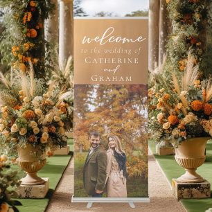 Rustic Gold Engagement Photo Simple Fall Wedding Retractable Banner