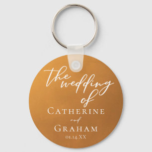 Rustic Gold Fall Wedding Personalised Key Ring