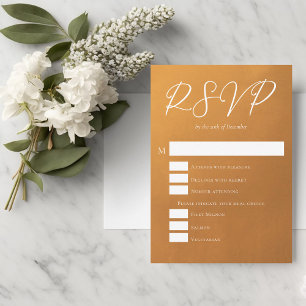 Rustic Gold Fall Wedding with Meal Choices RSVP Card