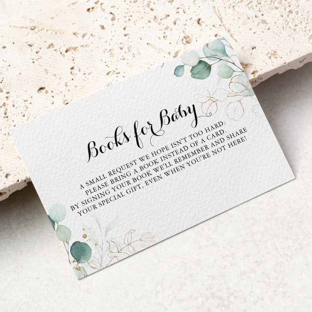 Rustic Gold Floral Baby Shower Book Request Enclosure Card (Creator Uploaded)