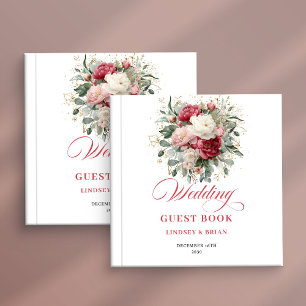 Rustic Gold Floral Boho Wedding Guest Book