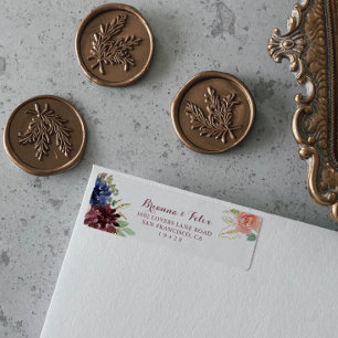 Rustic Gold Floral Calligraphy Return Address