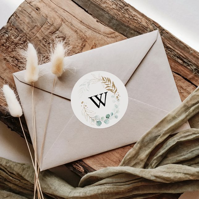 Rustic Gold Floral Monogram Wedding Envelope Seals (Creator Uploaded)