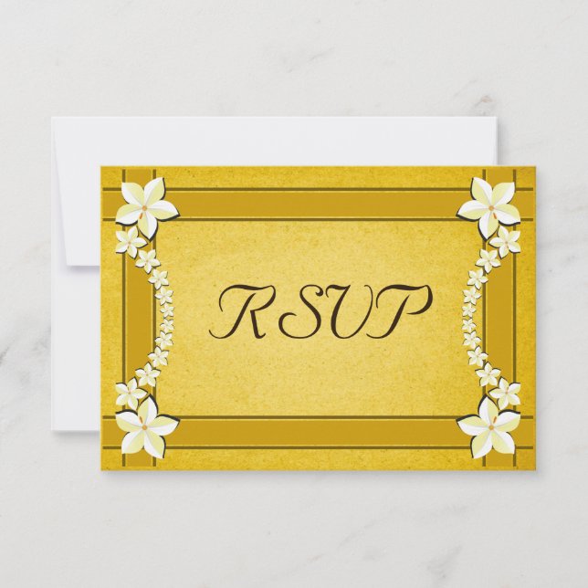 Rustic Gold Floral Wedding RSVP Response Cards (Front)