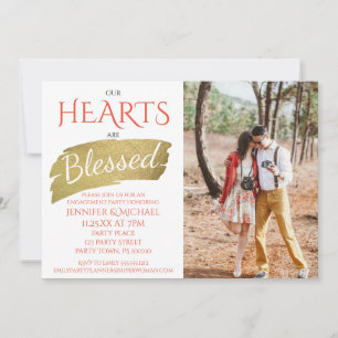 Rustic Gold Foil Photo Engagement Party Invitation