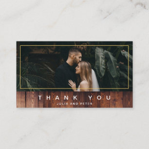 Rustic Gold Frame Wooden Photo Thank you Card