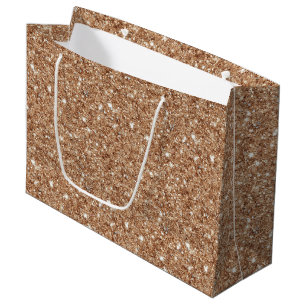 Rustic Gold Glitter Birthday Large Gift Bag