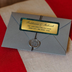 Rustic Gold Gradient Emerald Green Return Address