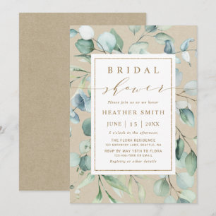 Rustic Gold Green Botanical Bridal Shower Invitation