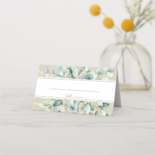 Rustic Gold Green Watercolor Wedding Place Card