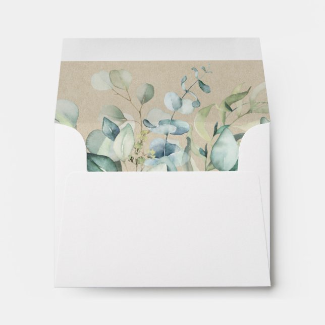 Rustic Gold Green Wedding Pre-Printed Address RSVP Envelope (Back (Bottom))