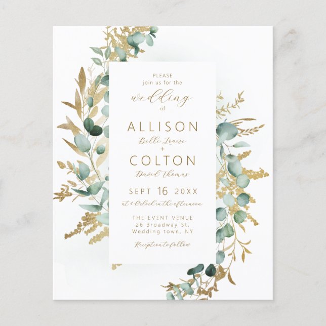 Rustic gold greenery Budget All In One Wedding (Front)