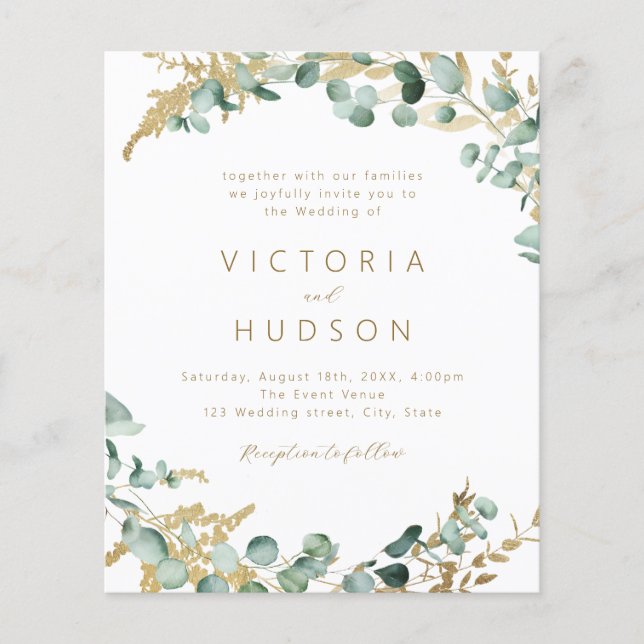 Rustic gold greenery Budget All In One Wedding (Front)