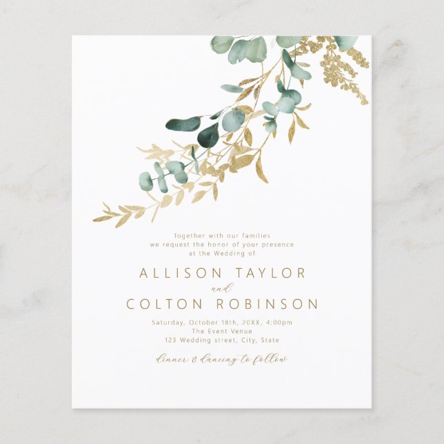 Rustic gold greenery Budget All In One Wedding (Front)