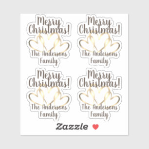 Rustic Gold Hearts Merry Christmas Personalised 