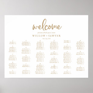 Rustic Gold Horizontal Alphabetical Seating Plan Poster