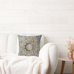 Rustic Gold Mandala Cushion