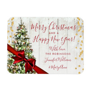 Rustic Gold Merry Christmas Non Photo Glitter Magnet