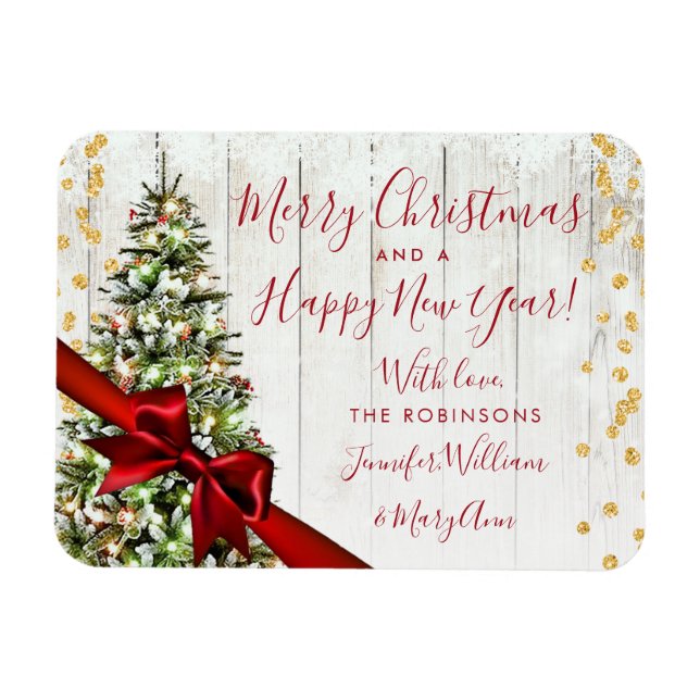 Rustic Gold Merry Christmas Non Photo Glitter Magnet (Horizontal)